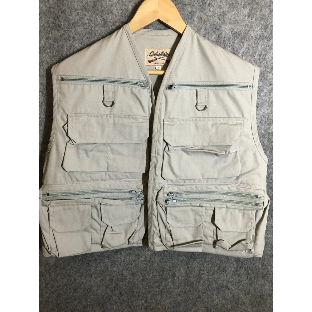 Cabela's Vest Medium Tan Fishing Hunting Guide Multi Pocket Vest Cargo Safari